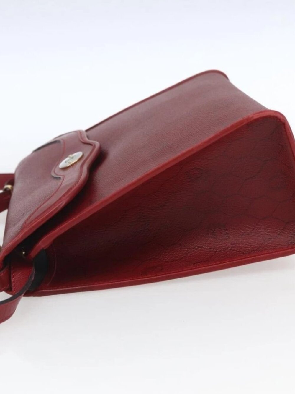 Christian Dior Honeycomb Canvas Hand Bag PVC Leather 2way Red Gold - Picture 5 of 15